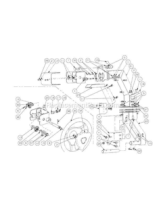 Steering Assembly Diagram and Parts List for S7237-KW 53AI8DU8050 Cub Cadet Sprayer